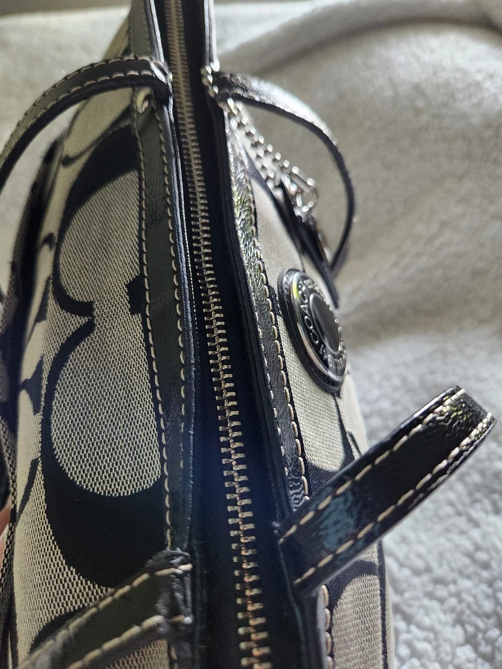 Coach Signature Canvas Tote in Black and Cream